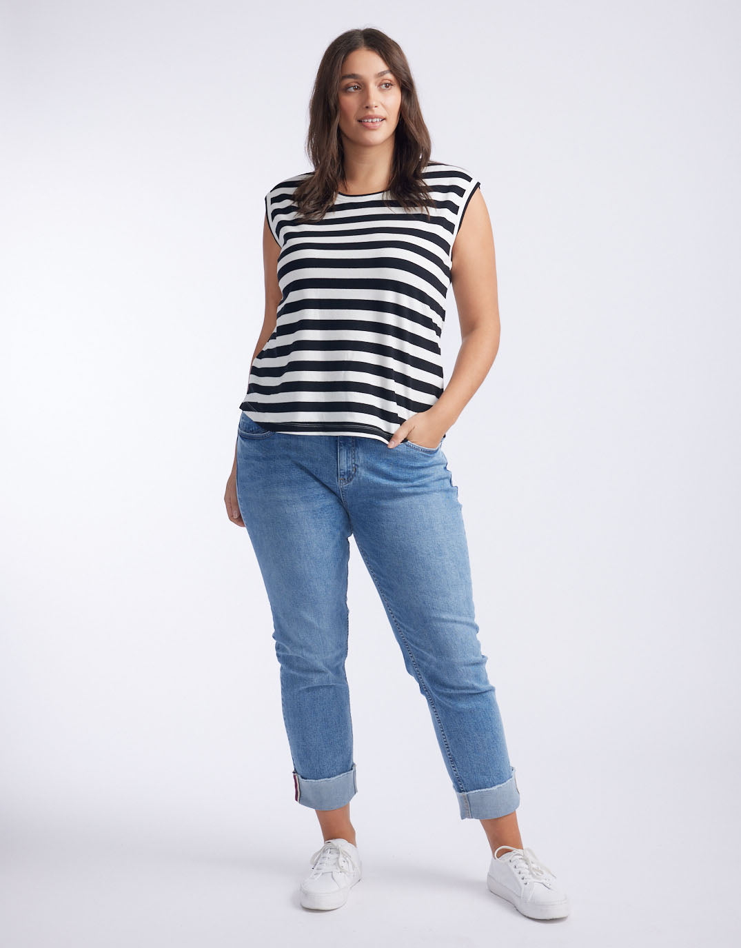 White & Co. Cali Tank Top (Frenchie Stripe)
