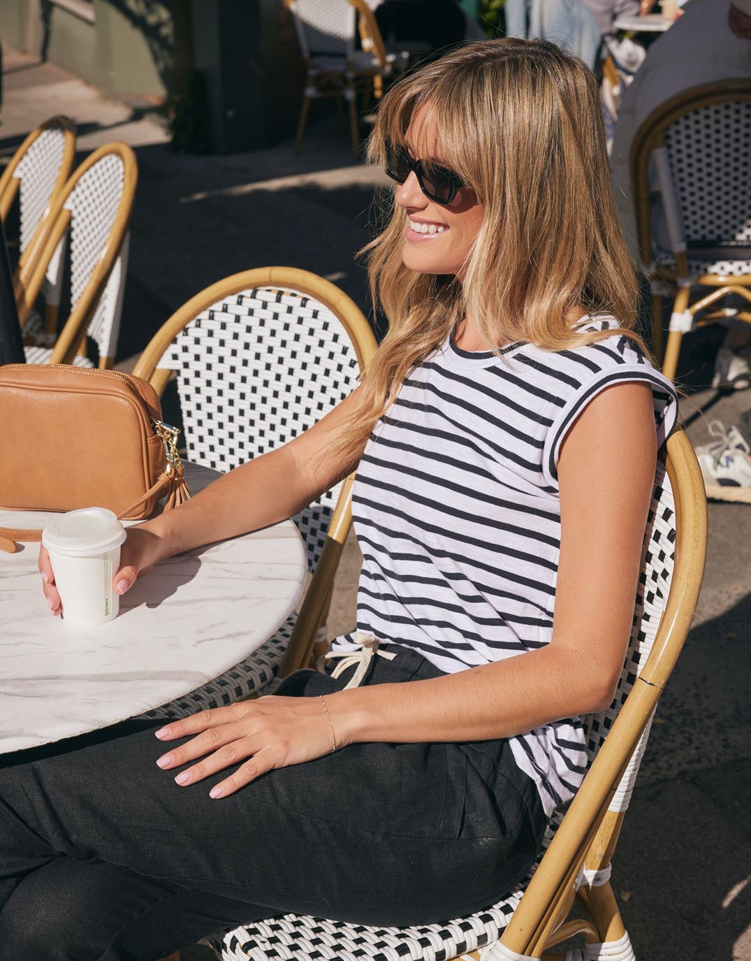 White & Co. Cali Tank Top (Black/White Stripe)