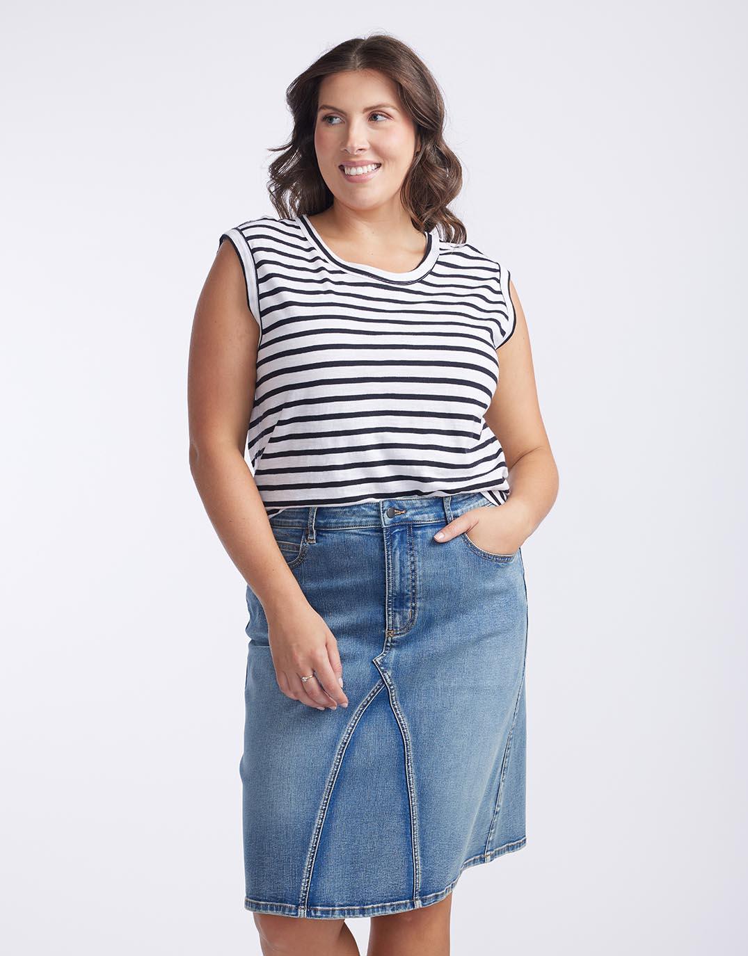 White & Co. Cali Tank Top (Black/White Stripe)