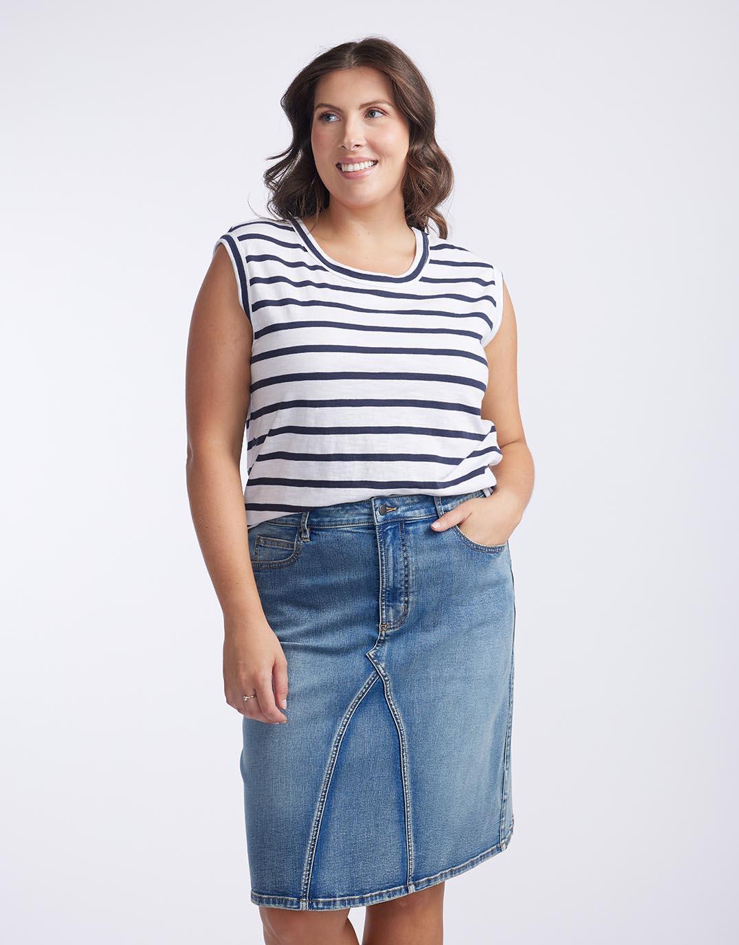 White & Co. Cali Tank Top (Navy/White Stripe)