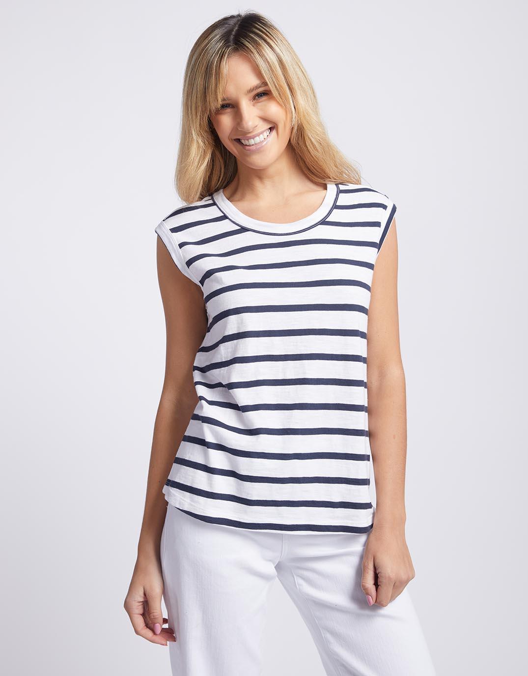 White & Co. Cali Tank Top (Navy/White Stripe)