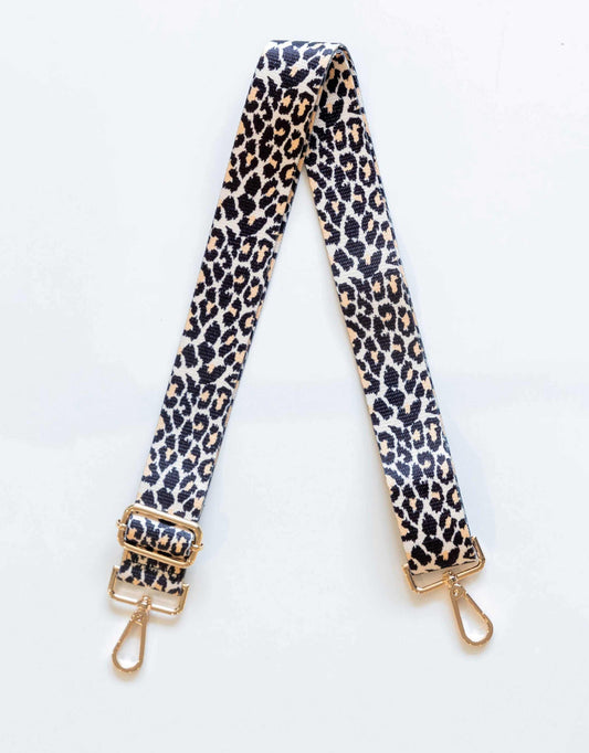Image of Accessories. Productname: Leopard Bag Strap - Tan in Leopard Tan colour by brand - White & Co.