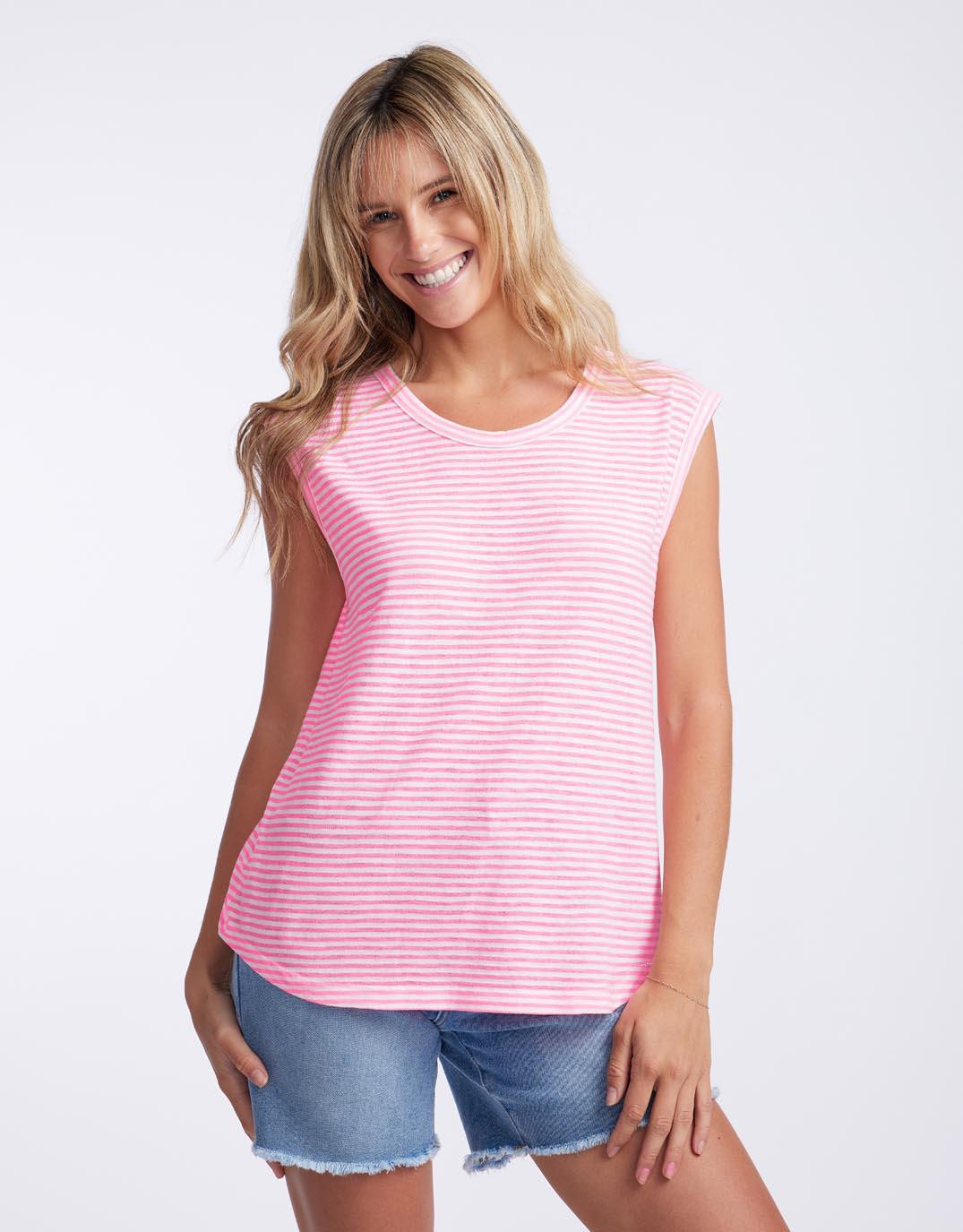 White & Co. Sorbet Stripe Cali Tank (Gelati Pink)