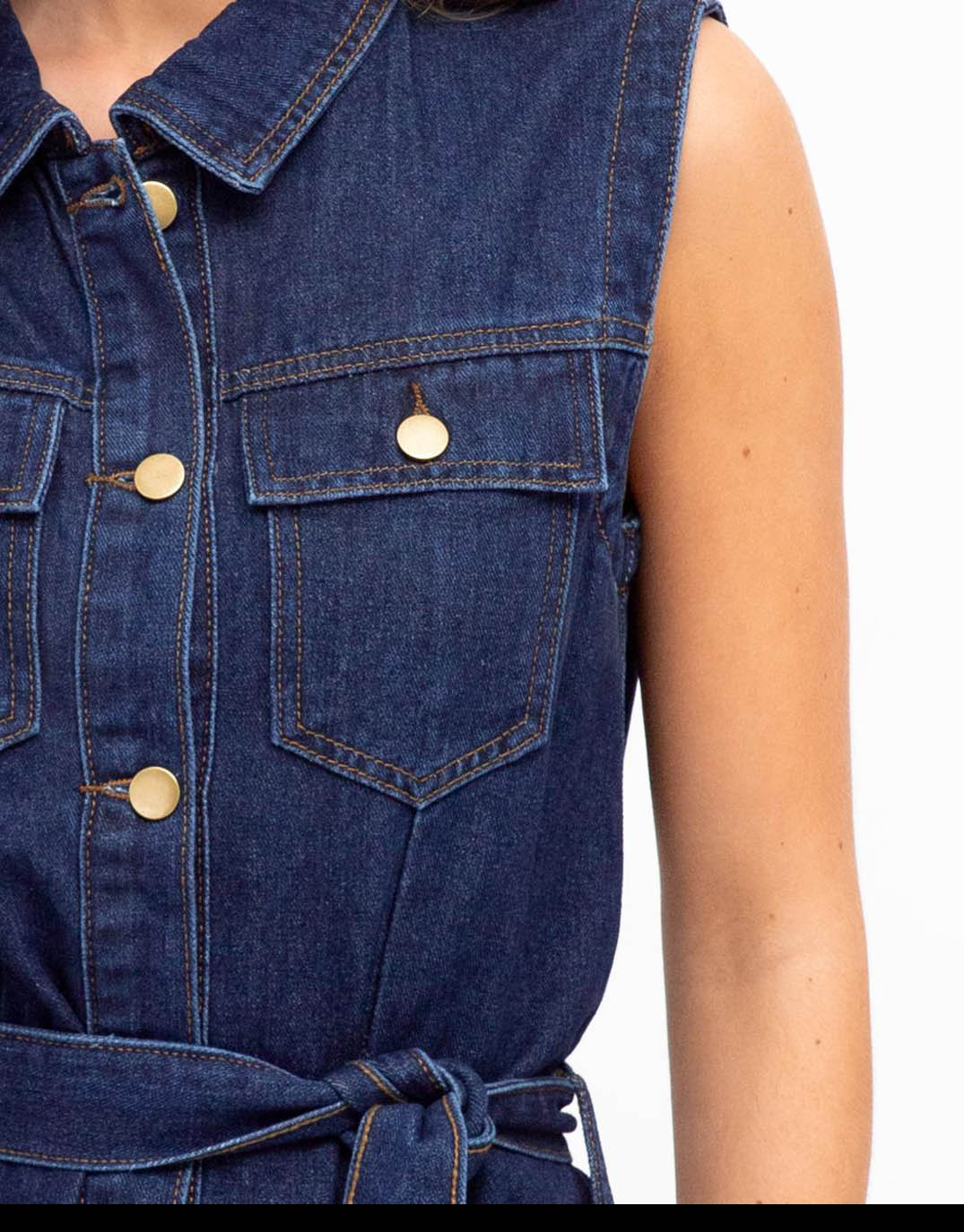 White Closet Audrey Denim Midi Dress (Indigo)
