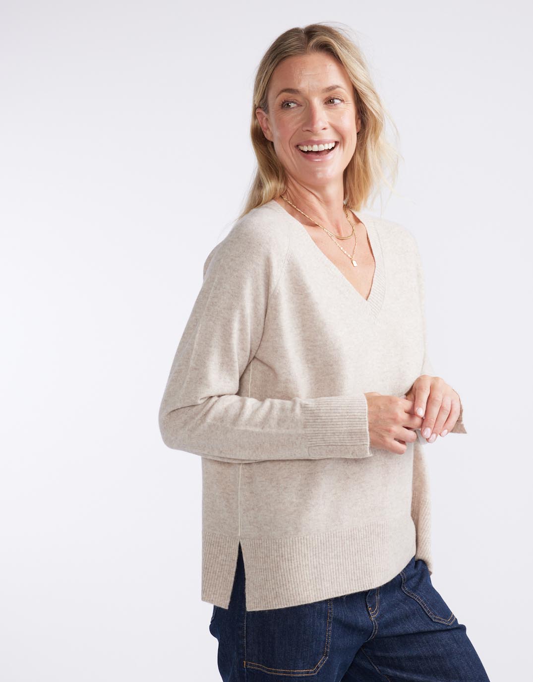 White & Co. Atelier Wool Cashmere Knit (Oat)