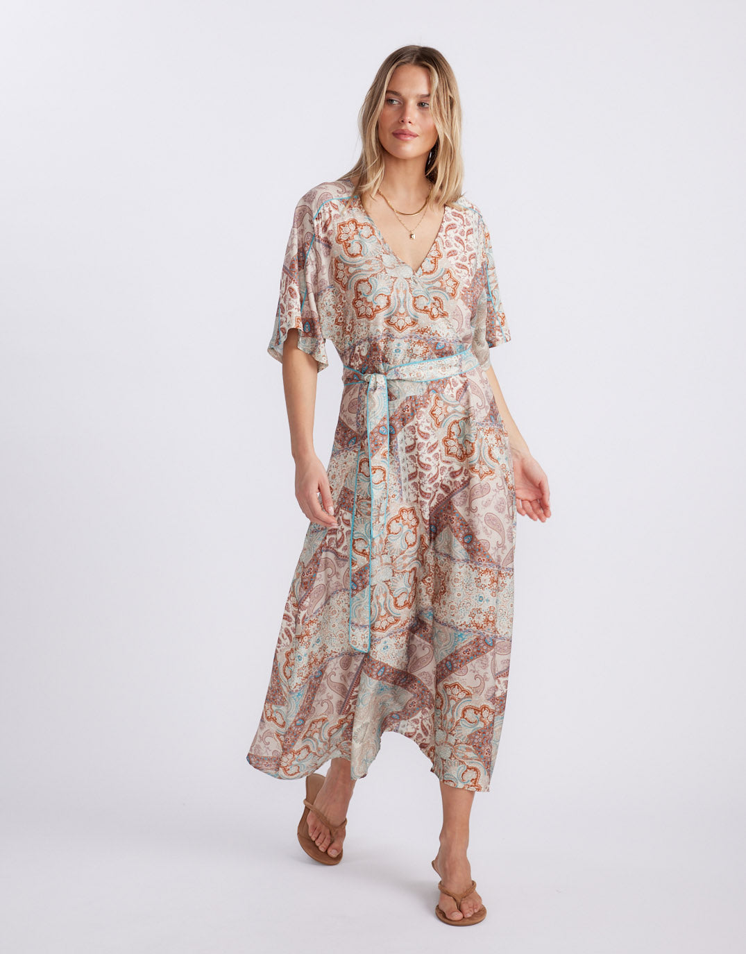 Image of Dresses. Product name - Among The Vines Midi Dress Shoreline Paisley in Shoreline Paisley colour by brand - White & Co.