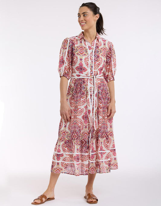Image of Dresses. Productname: Paisley Midi Trim Dress - in Paisley Print colour by brand - Beautiful Stories