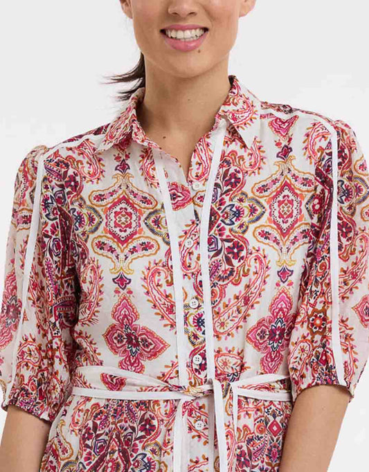 Paisley Midi Trim Dress - (Paisley Print)