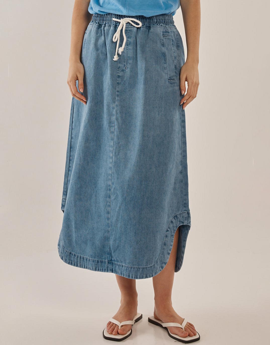 Brunch Denim Skirt - (Oasis Blue)