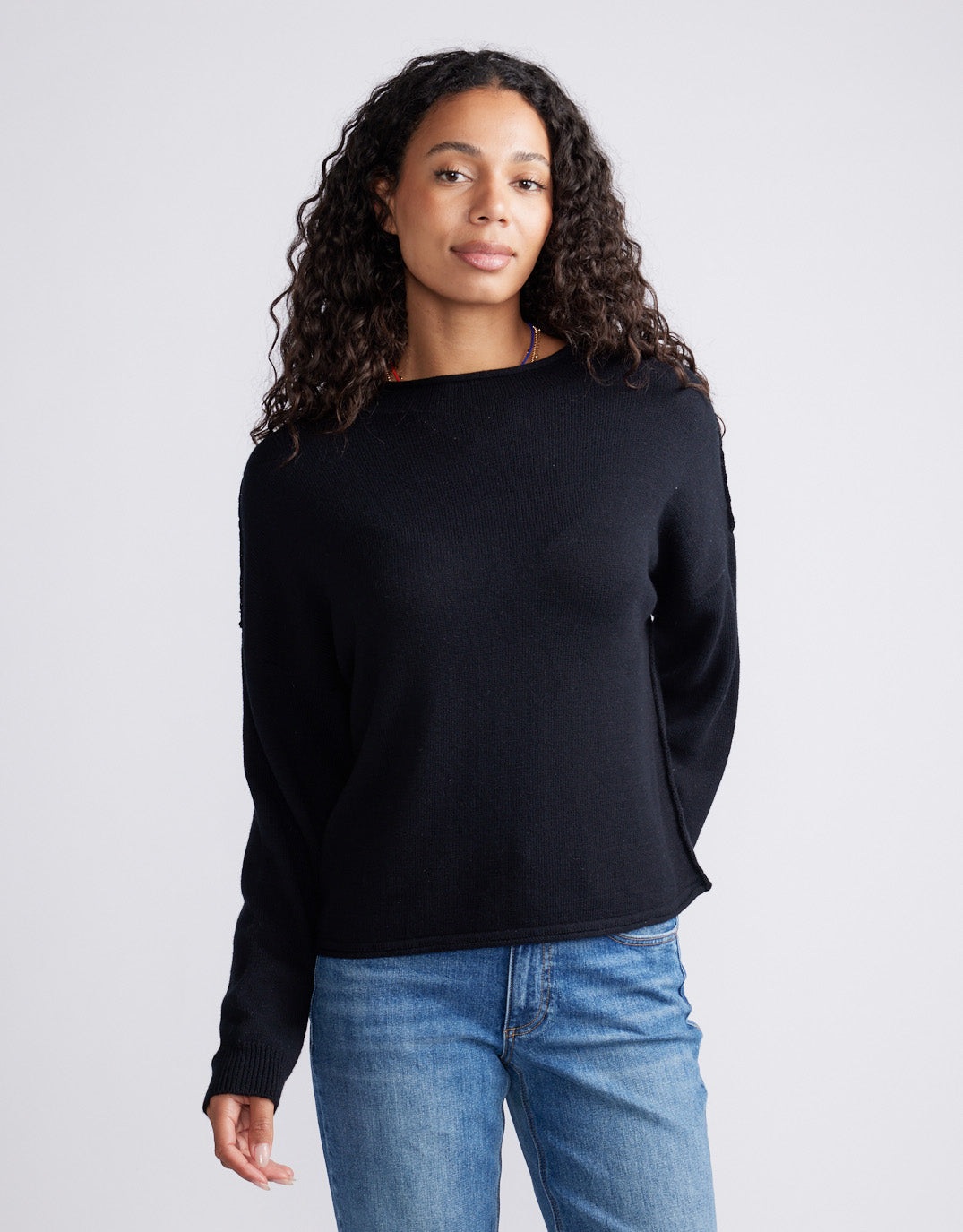 White & Co. Biarritz Raw Edge Knit (Black)