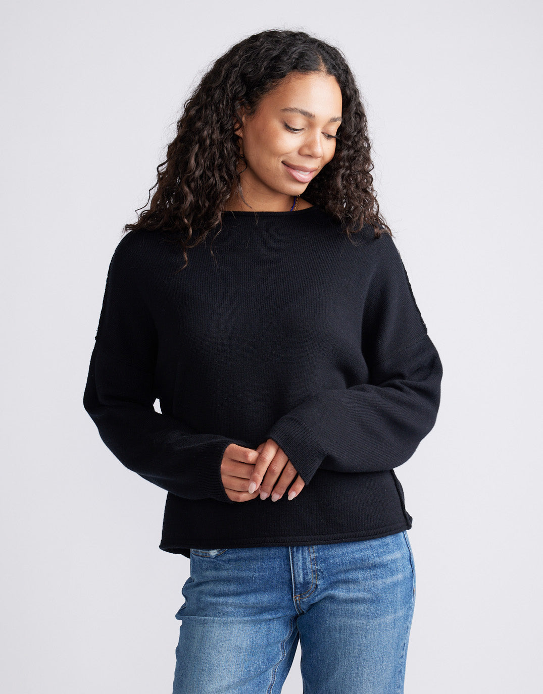 White & Co. Biarritz Raw Edge Knit (Black)