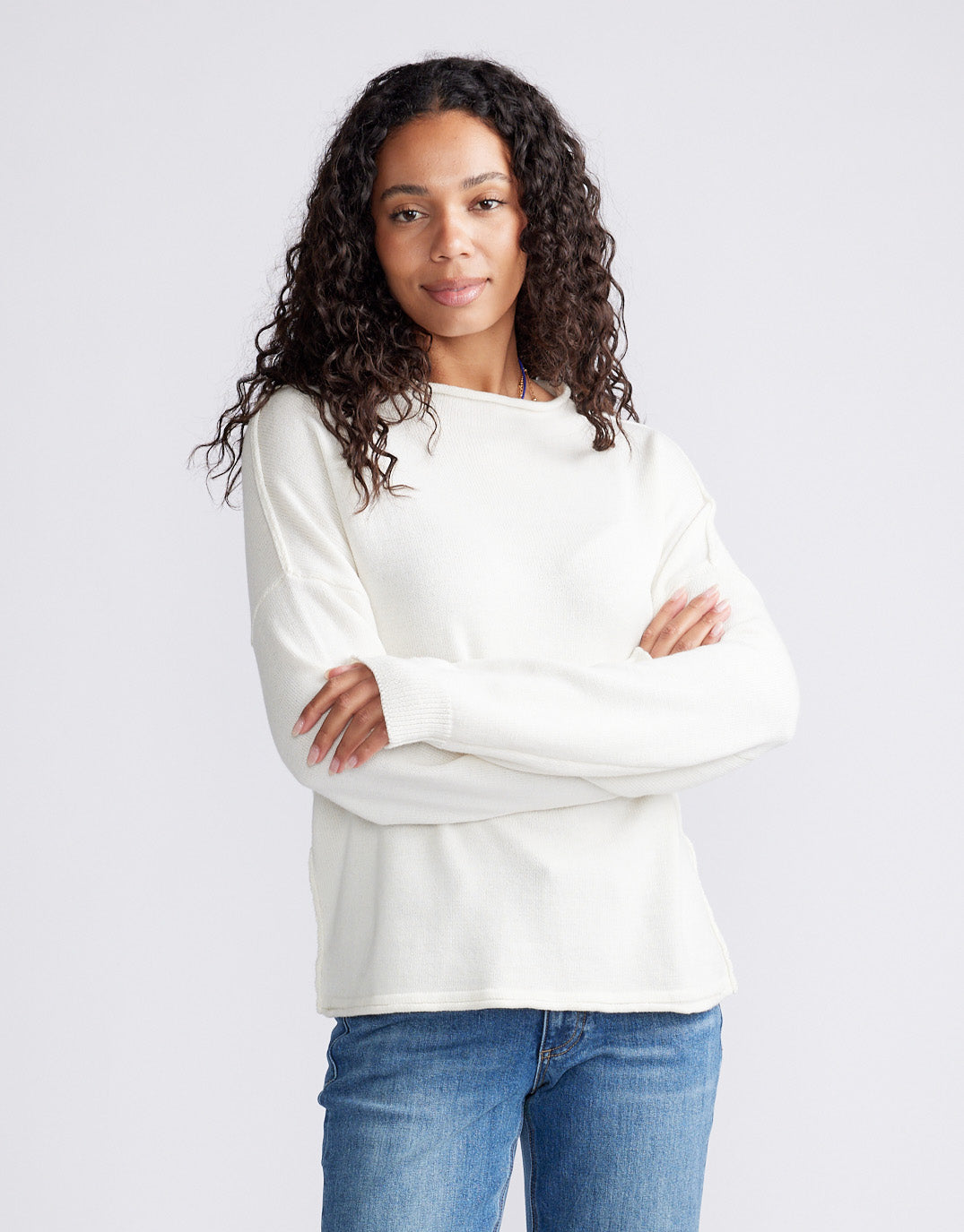 White & Co. Biarritz Raw Edge Knit (White)