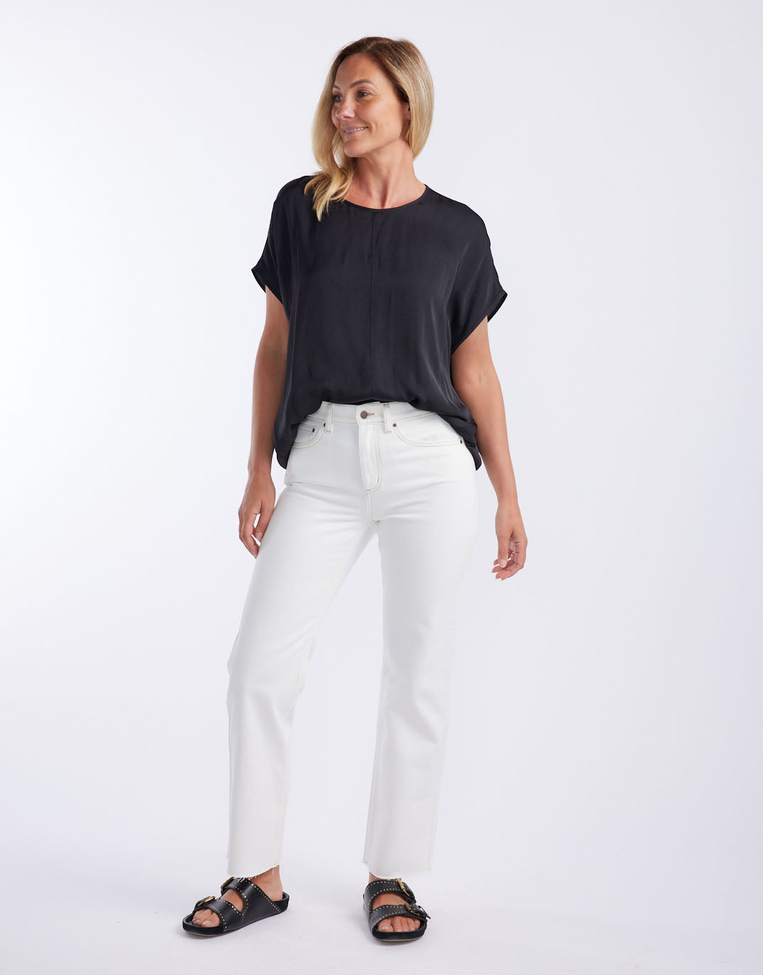 White & Co. Effortless Camille Shell Top (Black)