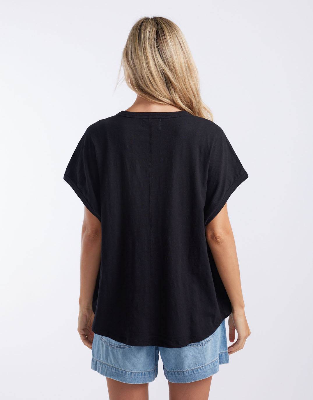 White & Co. Camille Cotton Top (Black)