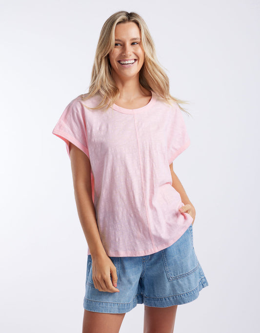 Image of a model wearing Tops. Productname: Camille Cotton Top - in Ice Pink colour by brand - White & Co.