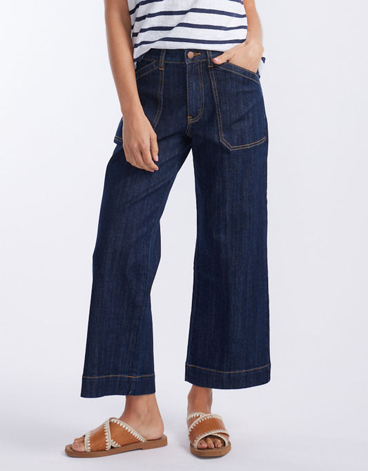 Image of Jeans. Productname: Catalina Cropped Wide Leg Jean - in Indigo colour by brand - White & Co.