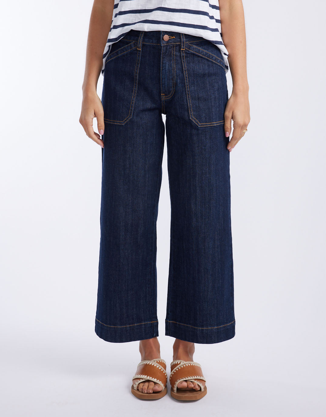 White & Co. Catalina Cropped Wide Leg Jean (Indigo)