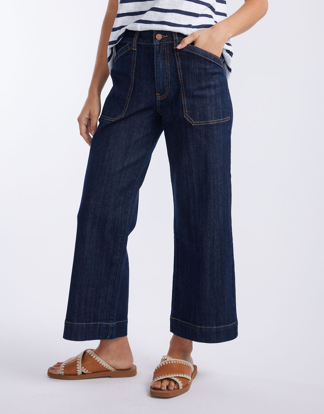 White & Co. Catalina Cropped Wide Leg Jean (Indigo)