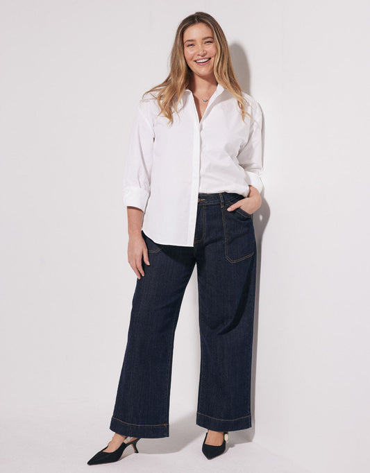Image of Jeans. Productname: Catalina Wide Leg Jeans - in Indigo colour by brand - White & Co.