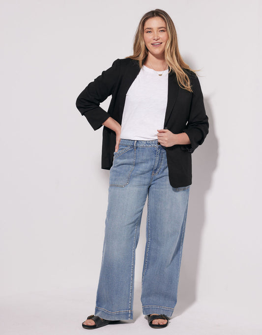 Image of Jeans. Productname: Catalina Wide Leg Jeans - in Mid Wash colour by brand - White & Co.