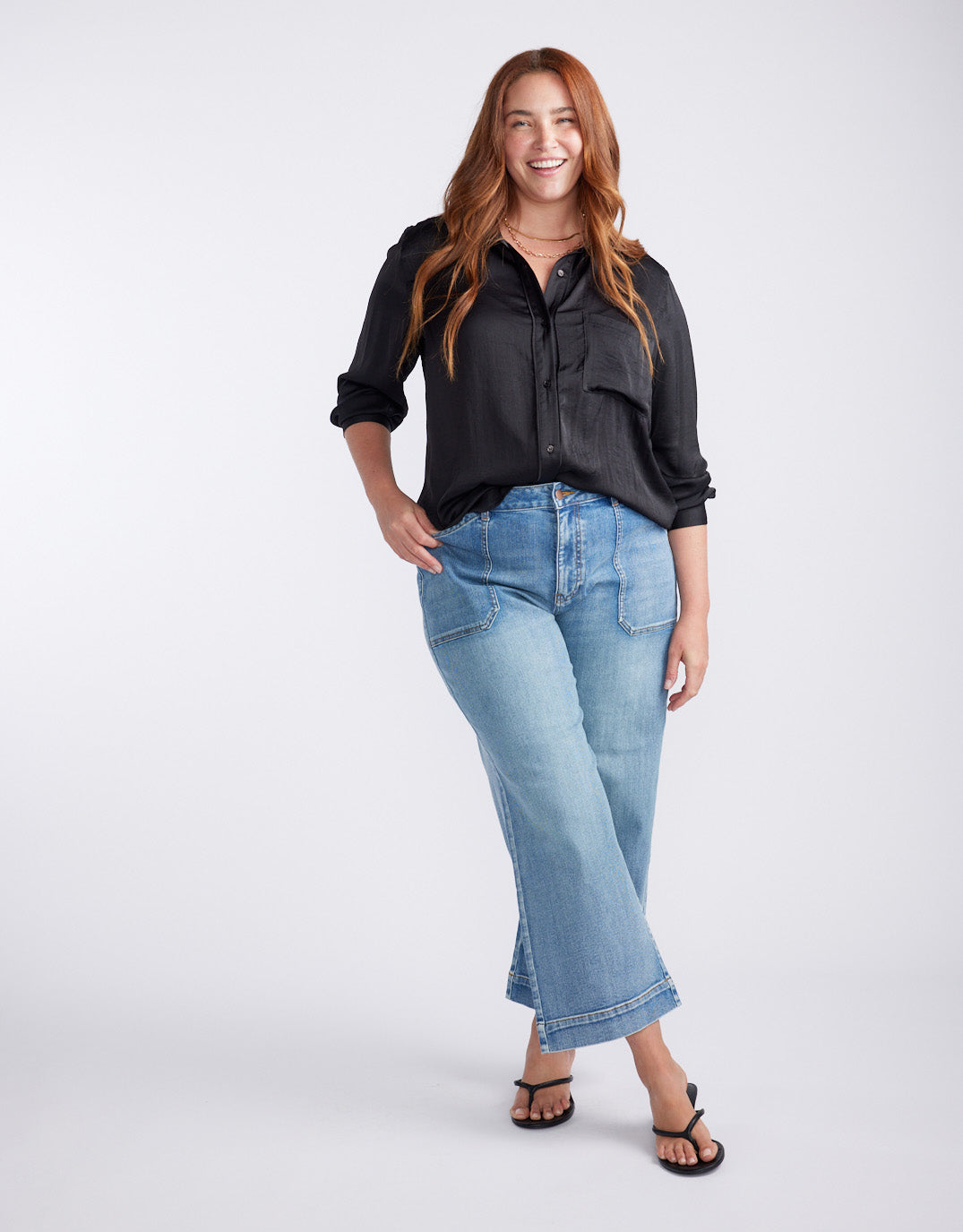 White & Co. Charlize Drape Shirt (Black)
