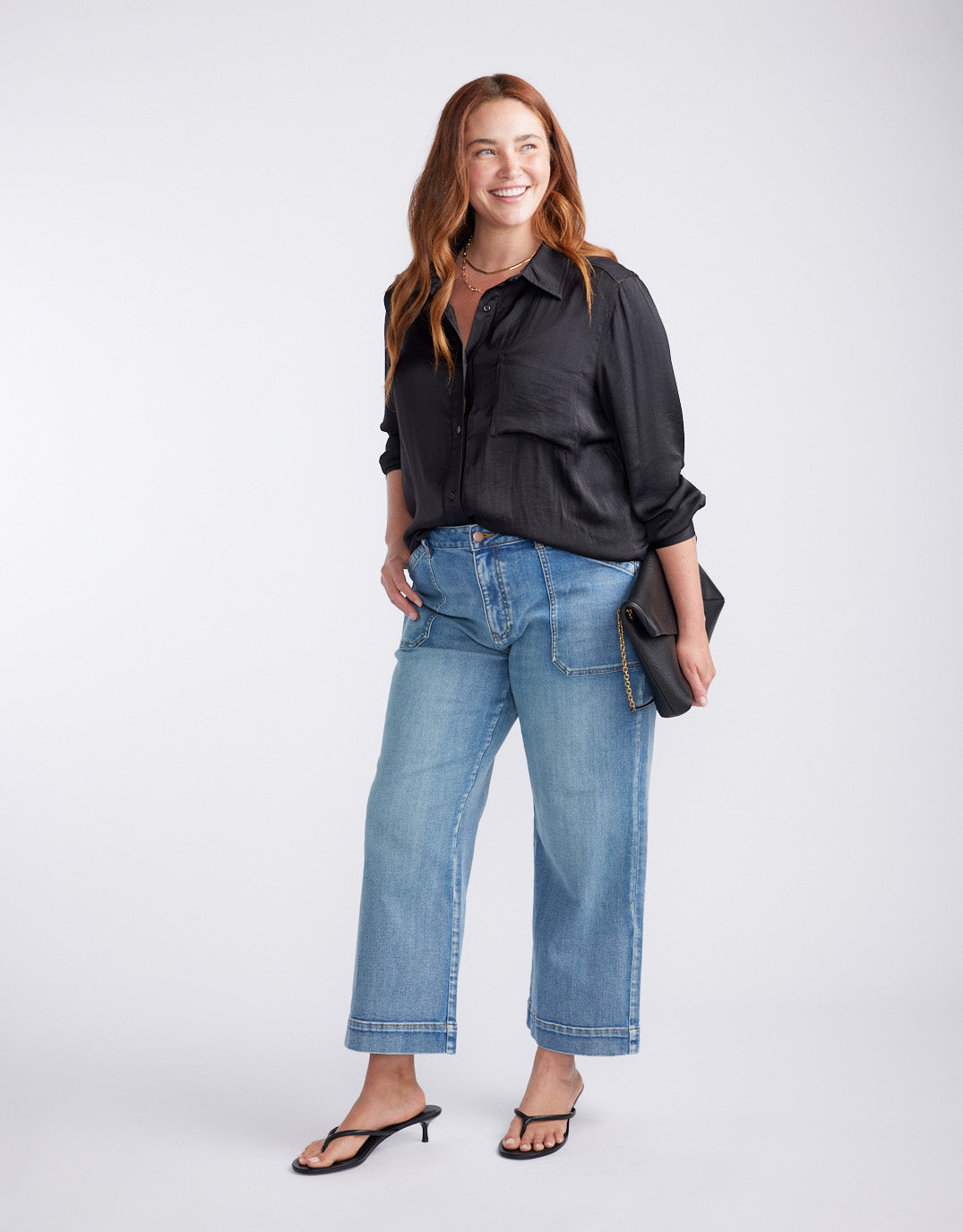 White & Co. Charlize Drape Shirt (Black)