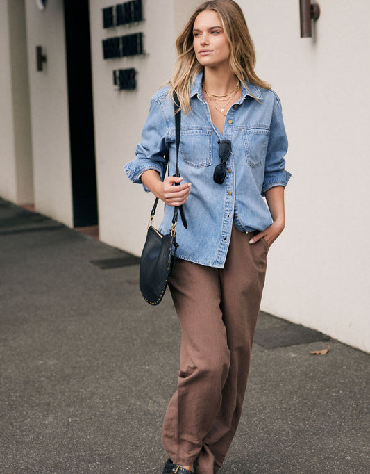 White & Co. Chicago Linen Pant (Chocolate)