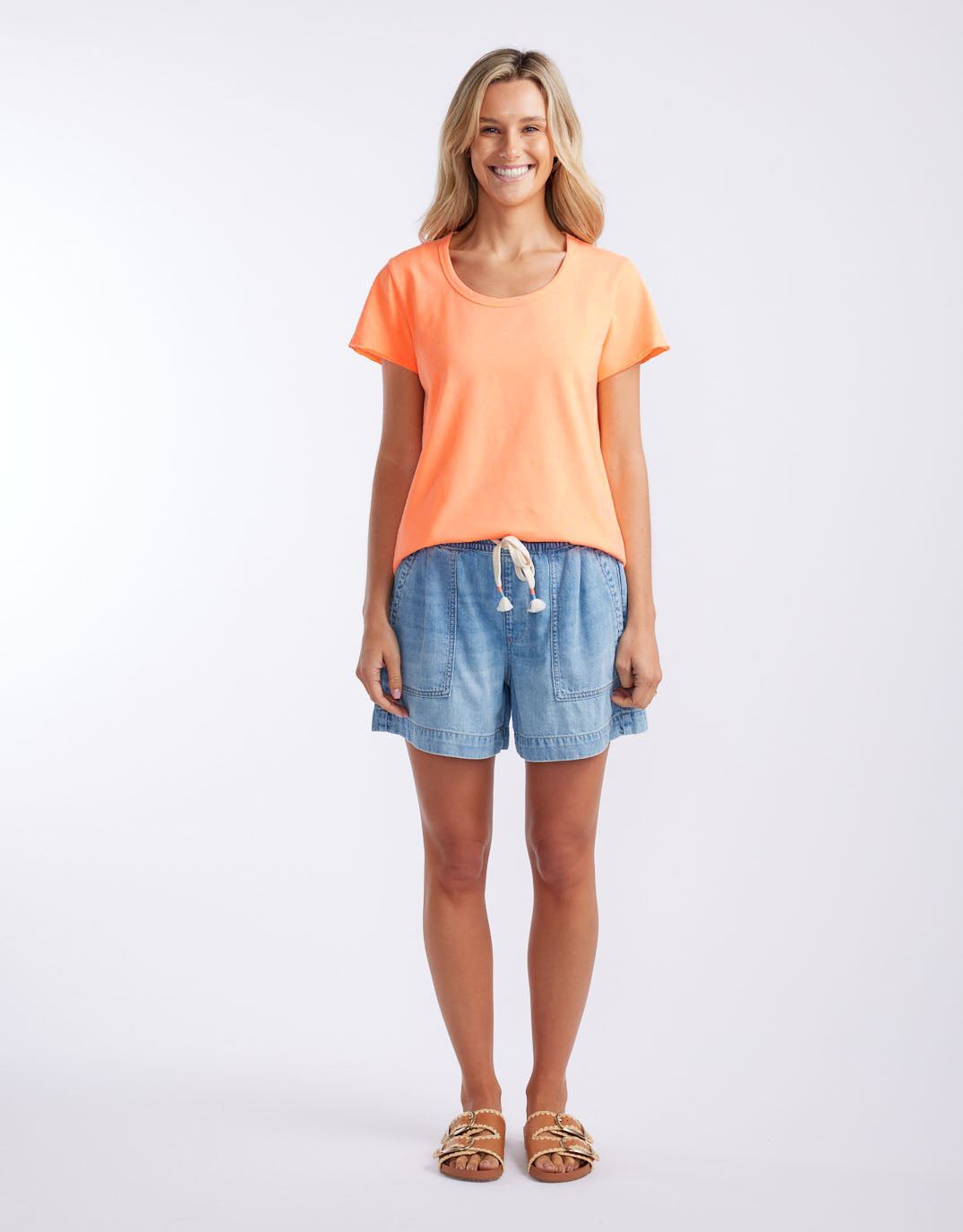 White & Co. Club Tropez Round Neck Tee (Citrus)