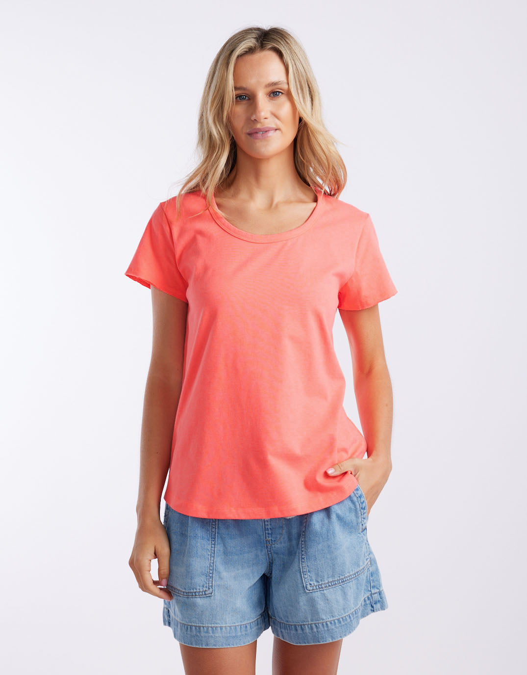 White & Co. Club Tropez Round Neck Tee (Watermelon)