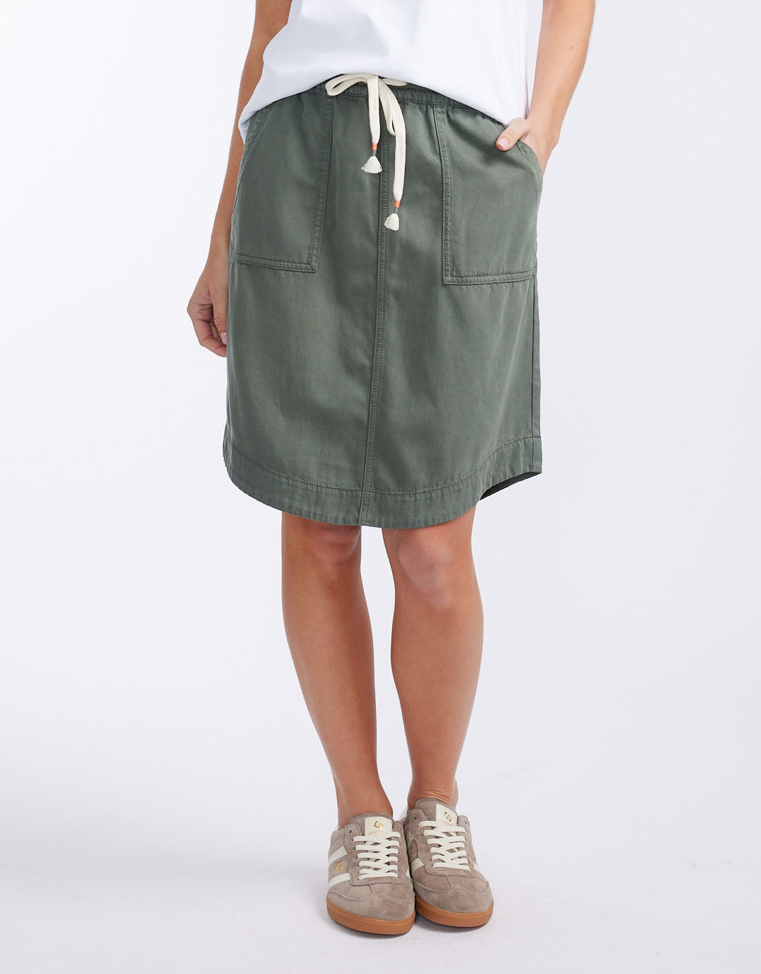 White & Co. Coco Denim Skirt (Khaki)
