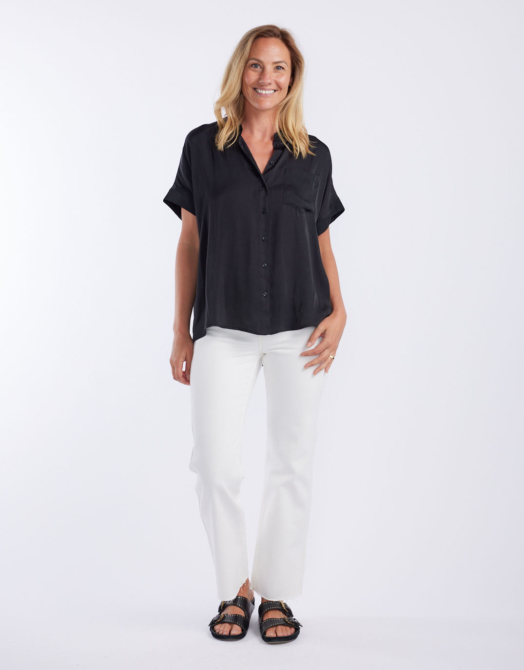 White & Co. Effortless Drape Shirt (Black)