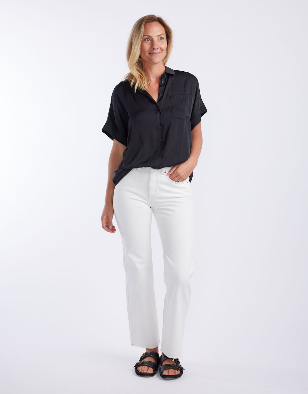 White & Co. Effortless Drape Shirt (Black)