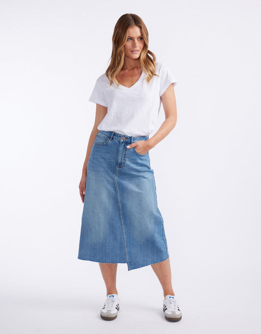 Elka Denim Skirt - (Mid Wash)