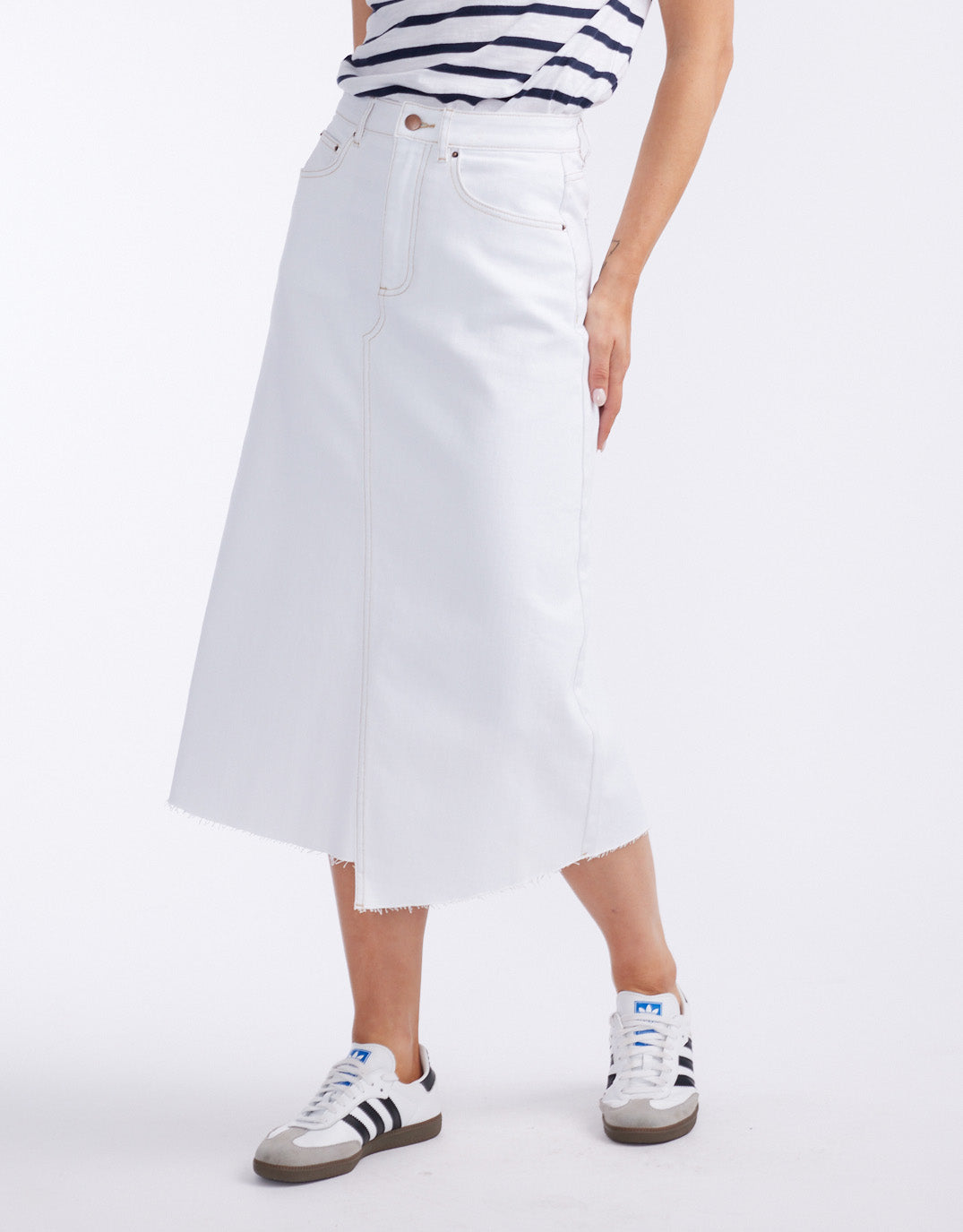 Elka Denim Skirt - (White)