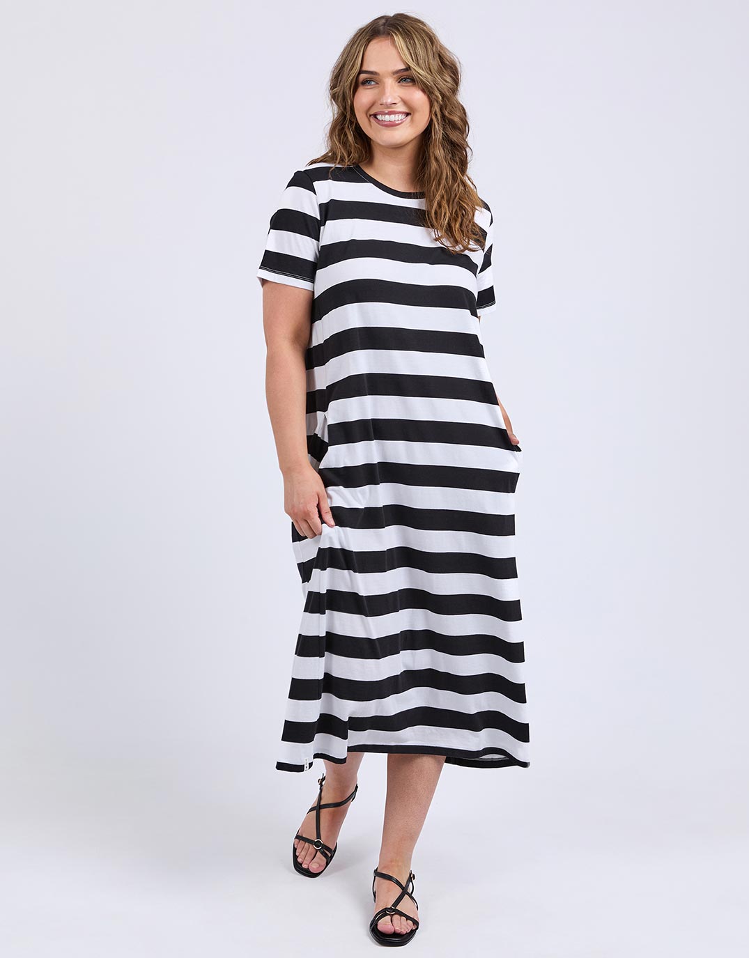 Image of Dresses. Productname: Adira Dress - in Black Stripe colour by brand - Elm