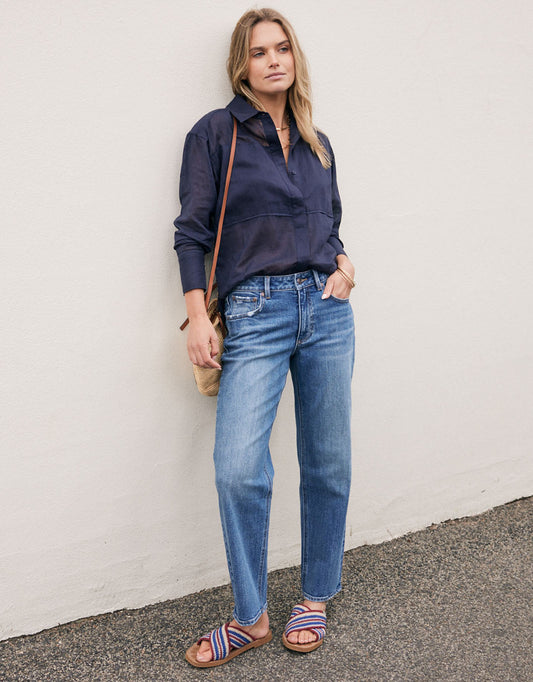 White & Co. Elodie Stretch Straight Leg Jean (Mid Wash)