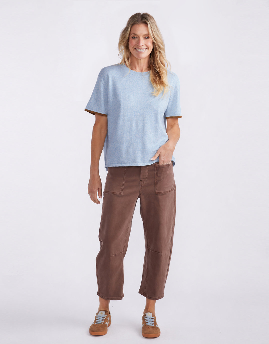 White & Co. Frenchie Cotton Cashmere Tee (Ice Blue)