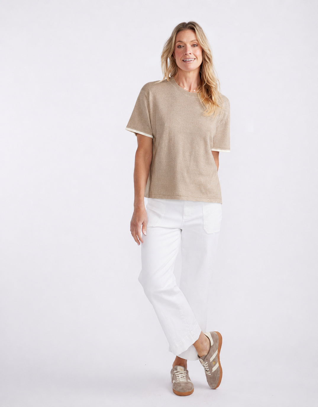 White & Co. Frenchie Cotton Cashmere Tee (Latte)
