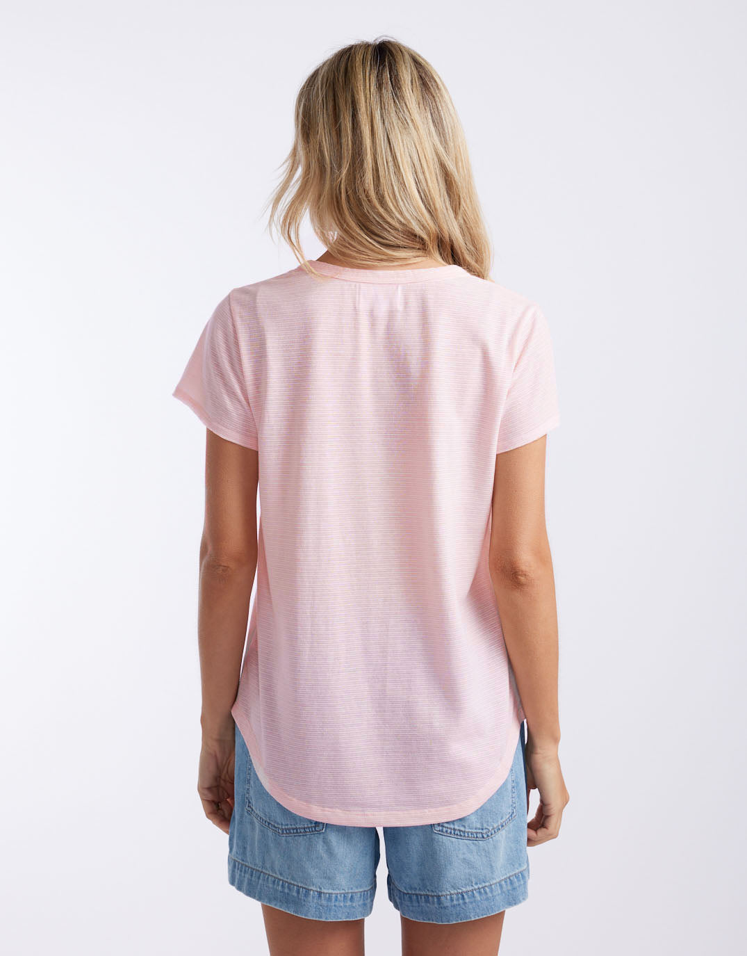 White & Co. Gelati Stripe Round Neck Tee (Ice Pink Stripe)