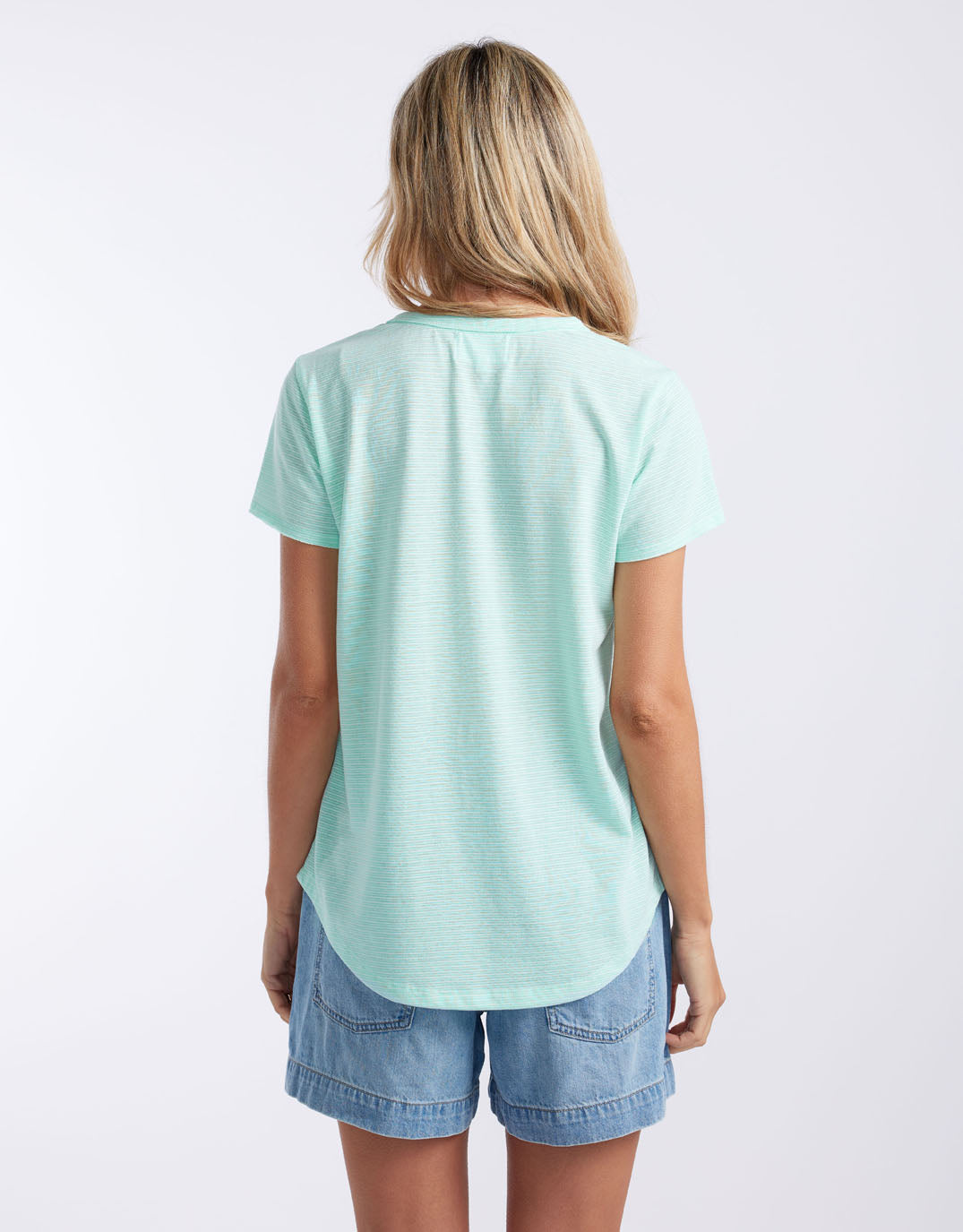 White & Co. Gelati Stripe Round Neck Tee (Seaglass)