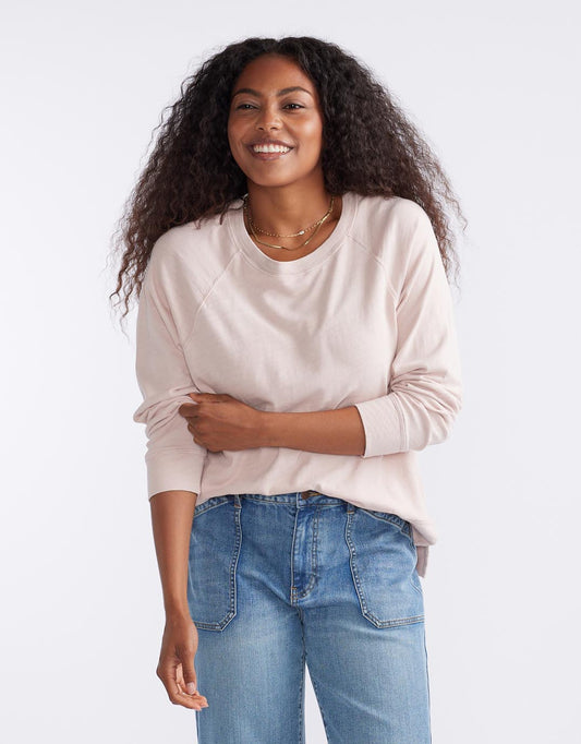 Image of a model wearing Tops. Productname: Sunset Throw On Top - in Dusty Pink colour by brand - White & Co.