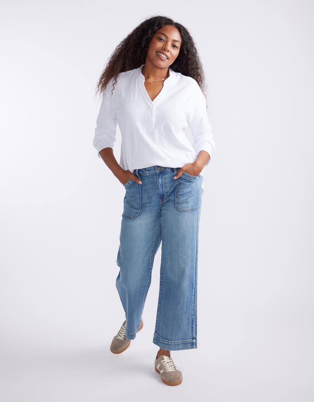 White & Co. Henley Sunset Top (White)