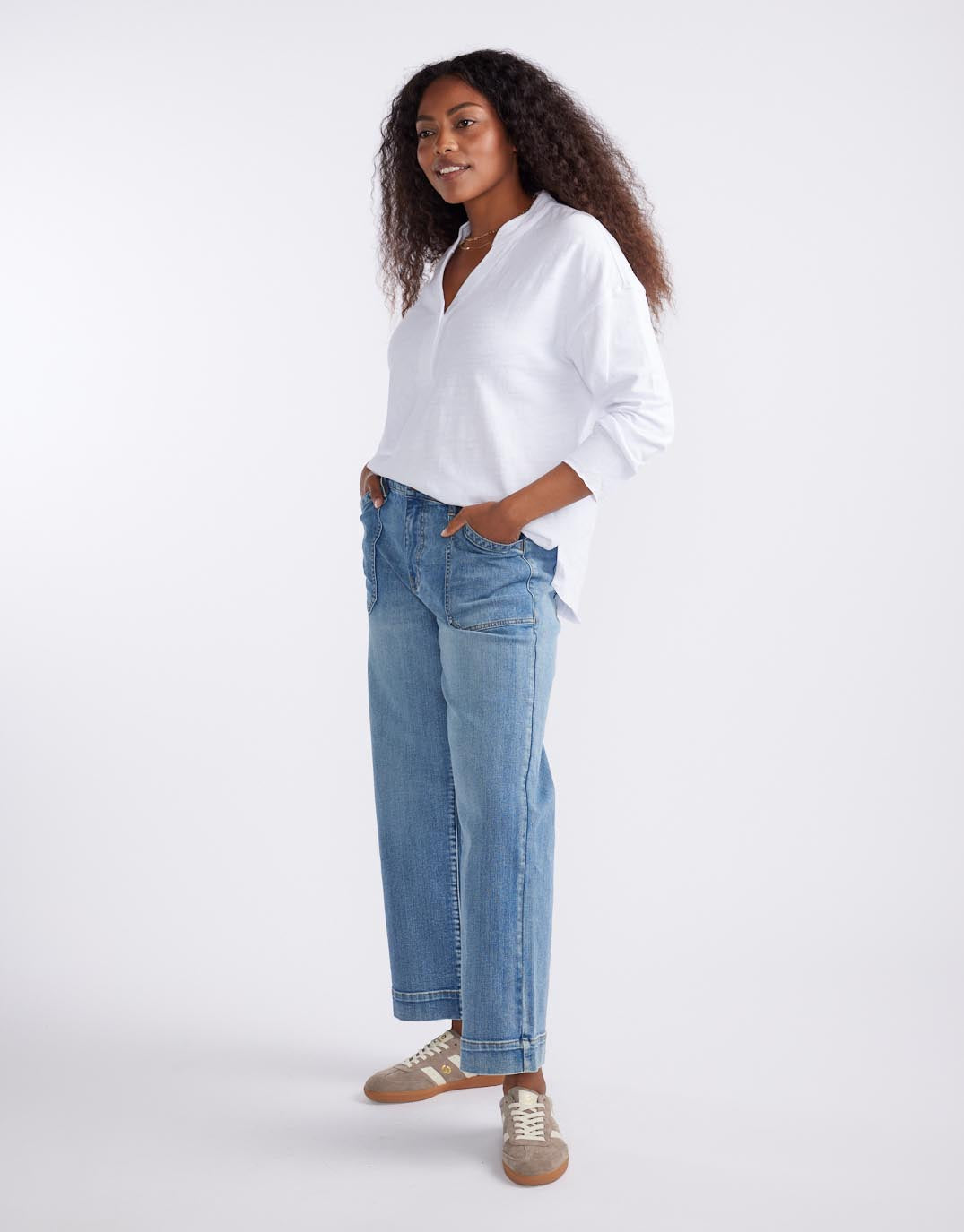 White & Co. Henley Sunset Top (White)