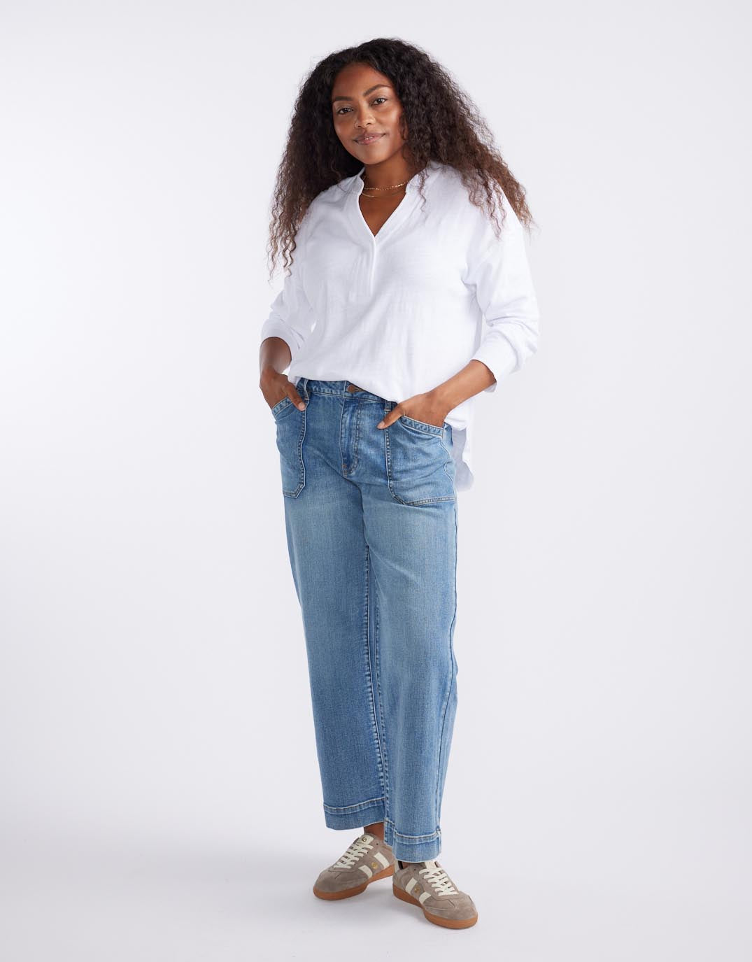 White & Co. Henley Sunset Top (White)