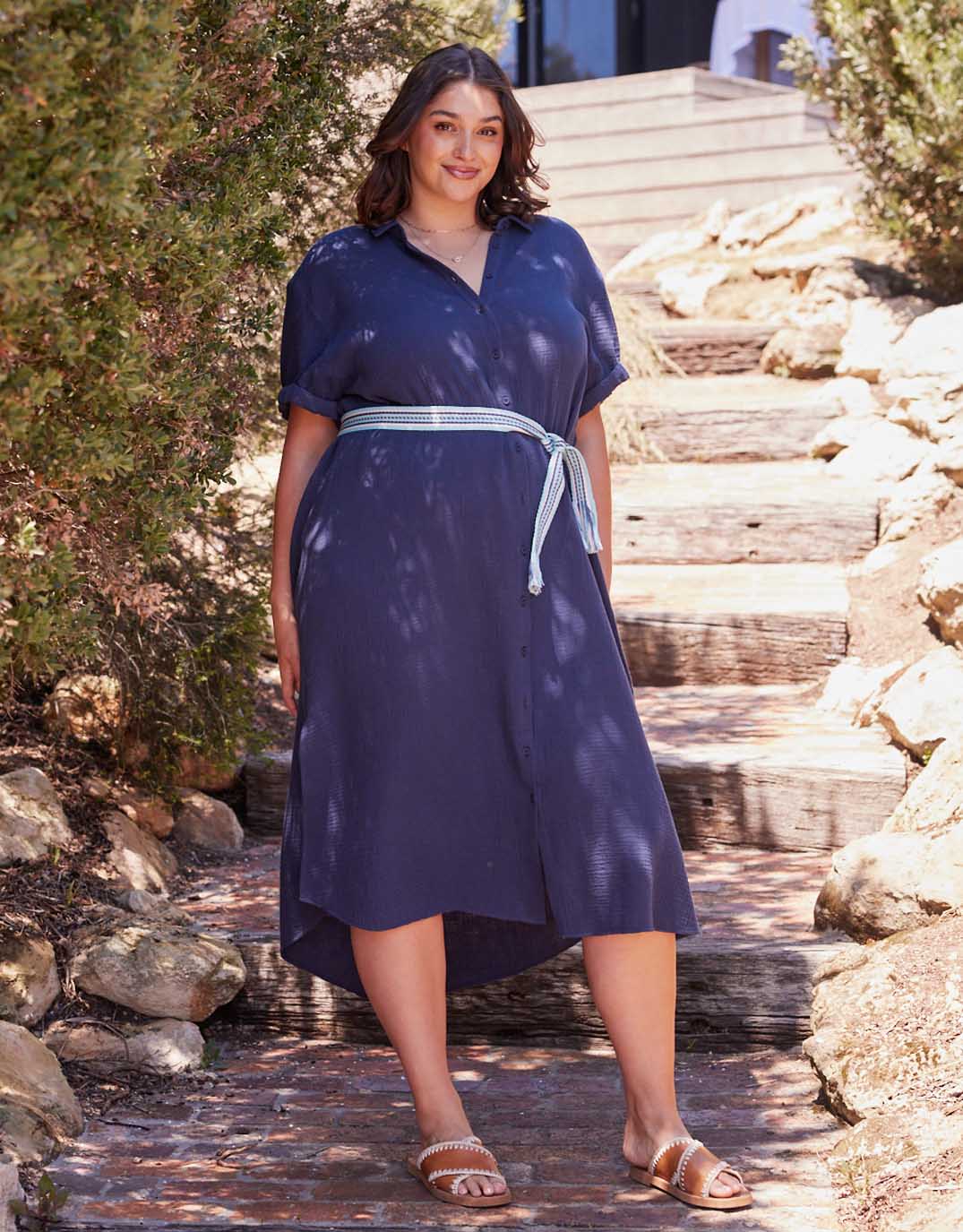 Image of Dresses. Productname: Isla Midi Dress - in Ink colour by brand - White & Co.