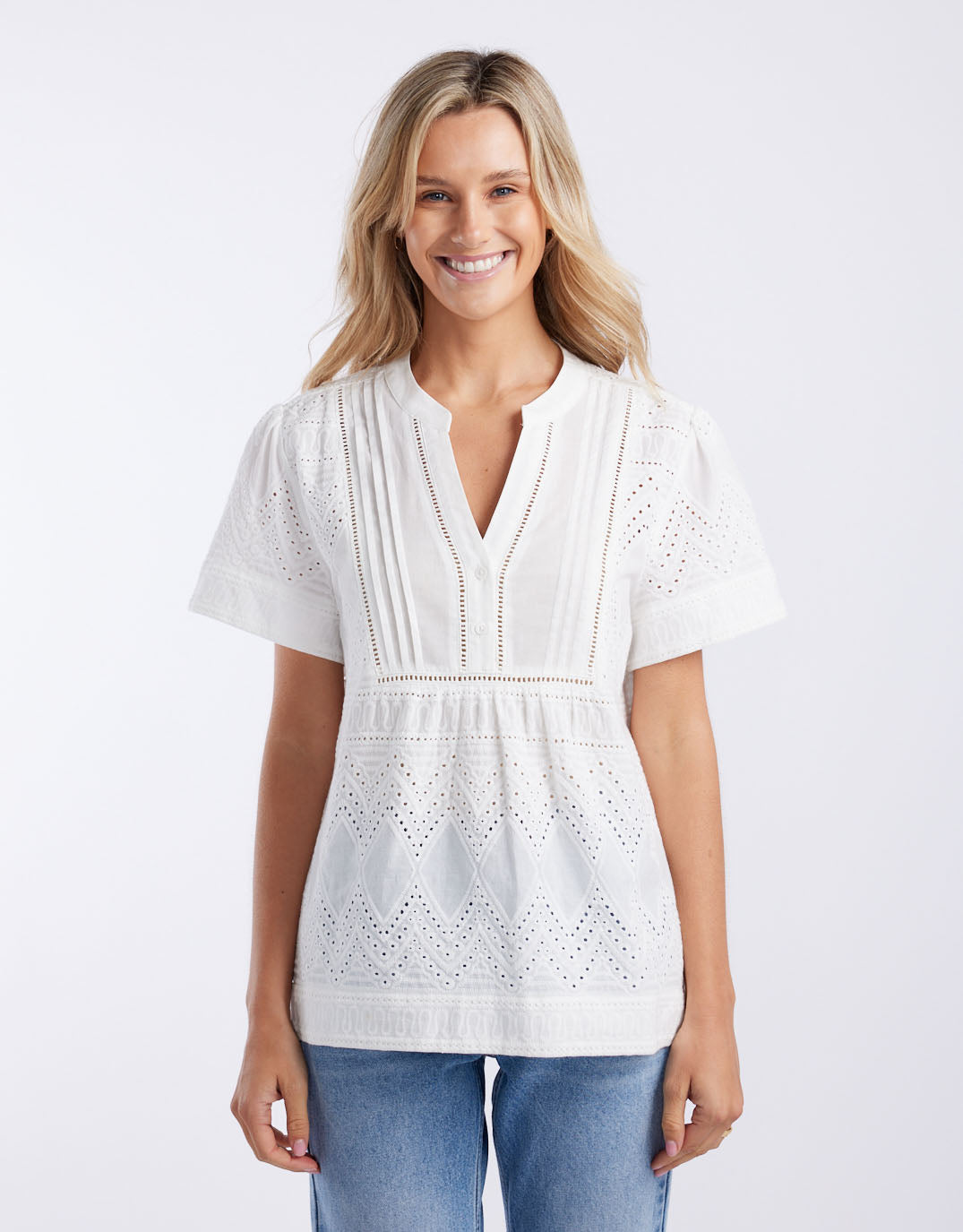 White & Co. La Dolce Vita Short Sleeve Top (White)