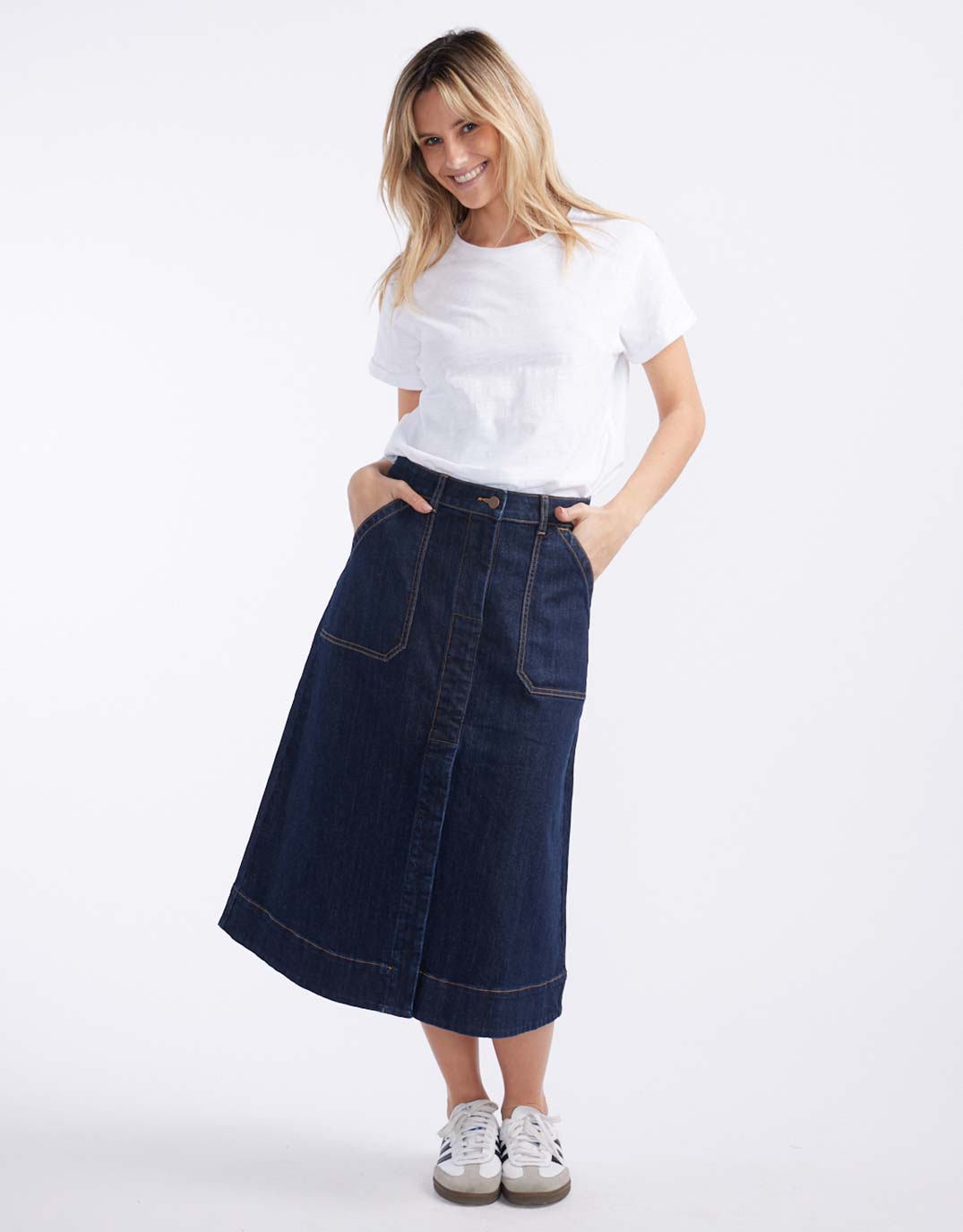 White & Co. Catalina Midi Skirt (Indigo)