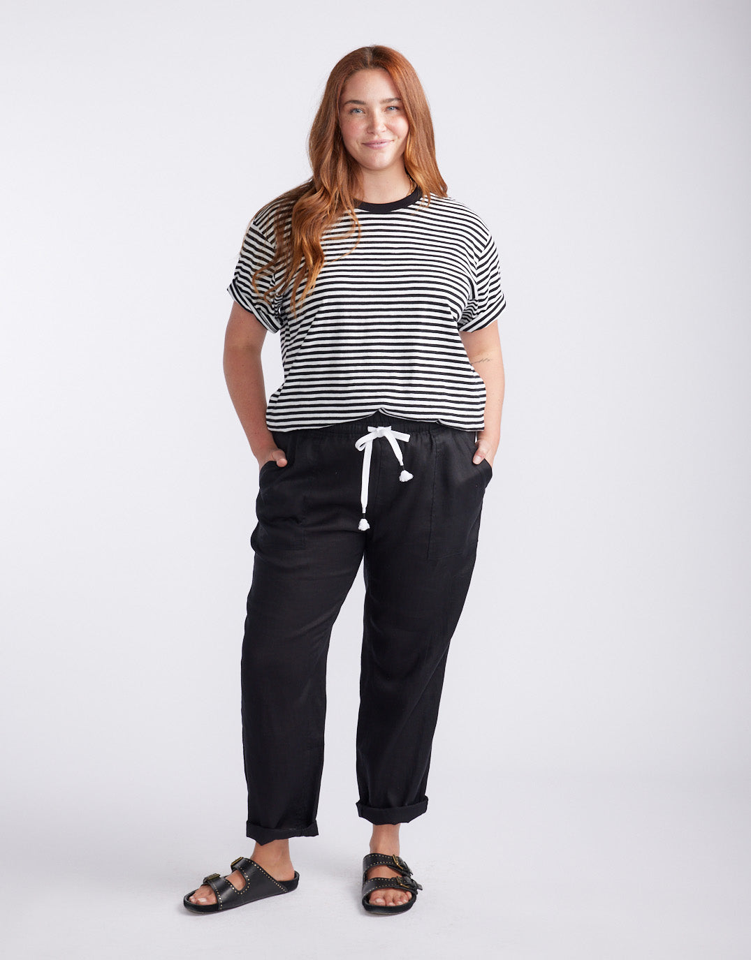 White & Co. Linen Beach Comber Pant (Black)