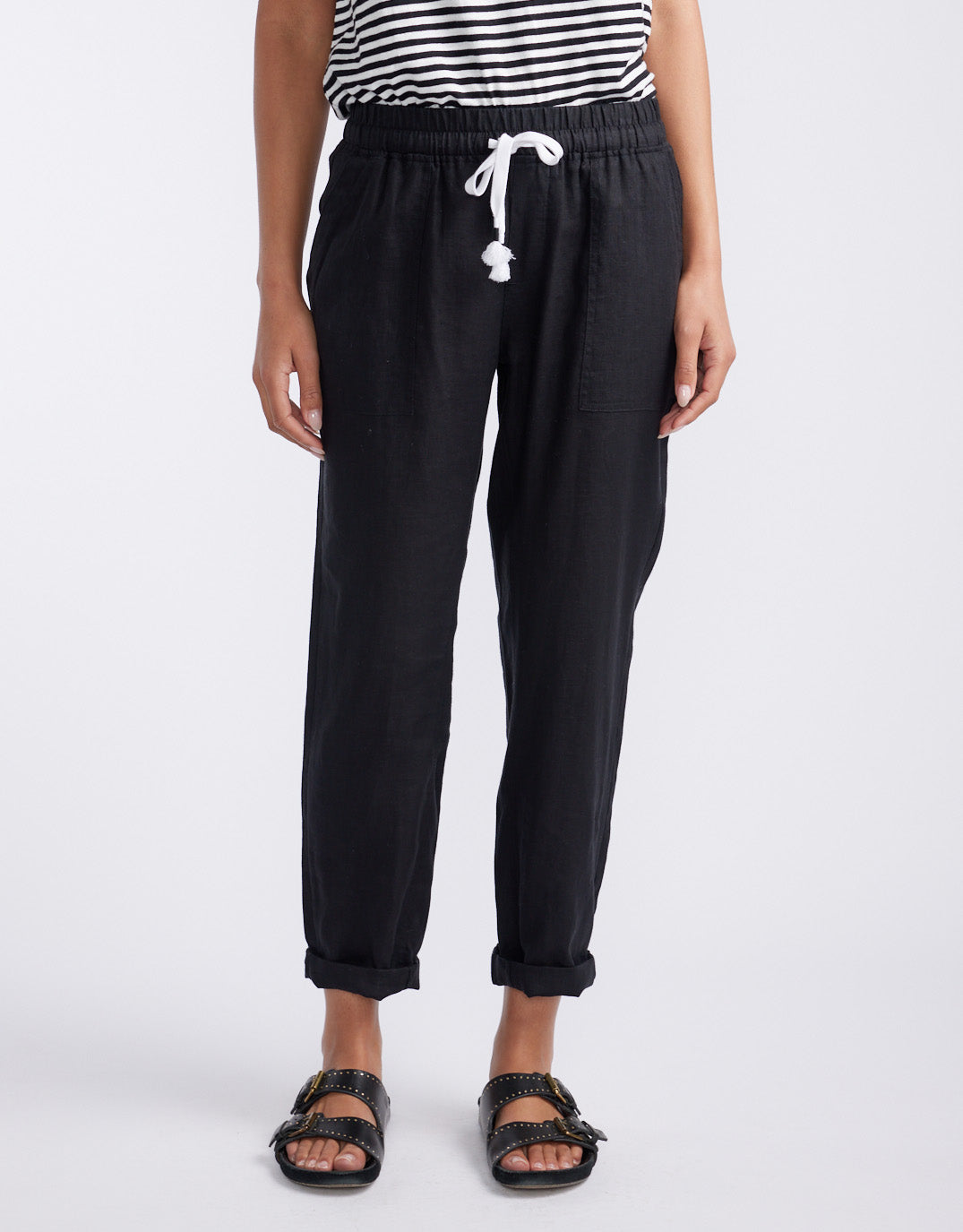 White & Co. Linen Beach Comber Pant (Black)