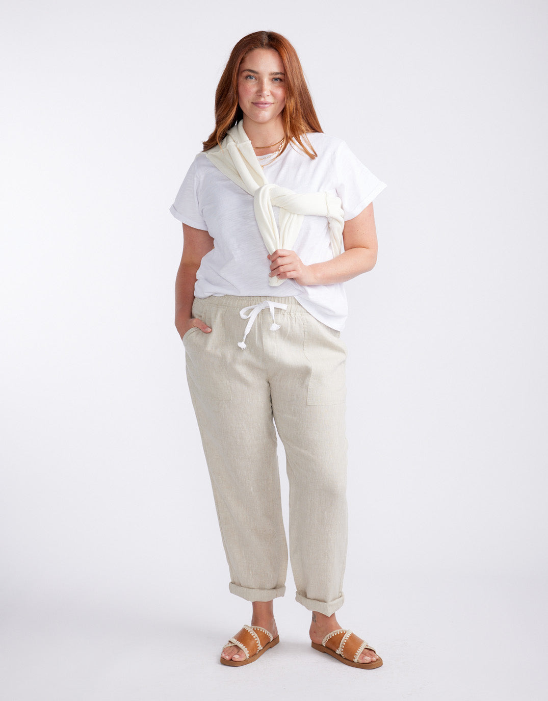 White & Co. Linen Beach Comber Pant (Natural)